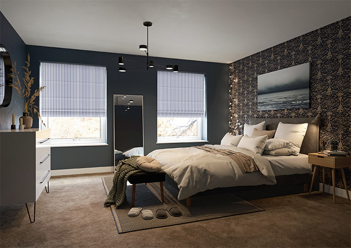 Lace Stripes, Sapphire - Motorised Roman Blind - Image 6